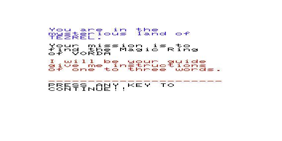 Land of Tezrel (VIC-20) screenshot: Instructions