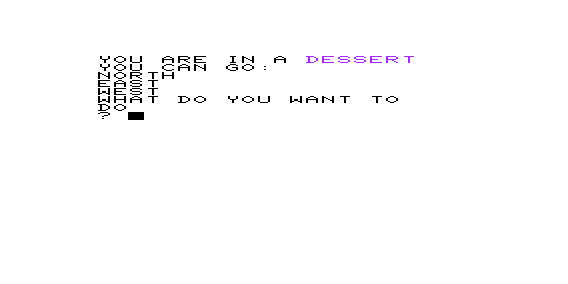Land of Tezrel (VIC-20) screenshot: Starting in the "Dessert"