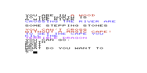 Land of Tezrel (VIC-20) screenshot: Trying to Cross a River