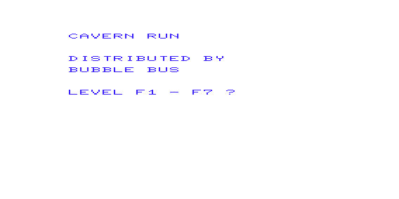 Cavern Run 64 (VIC-20) screenshot: Title Screen