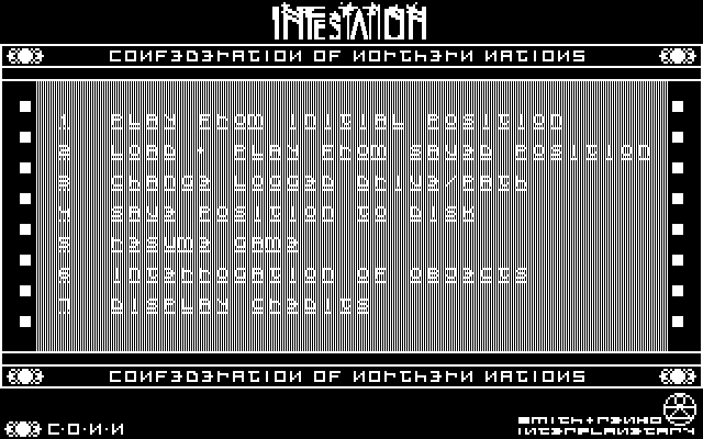 Infestation (DOS) screenshot: Main Menu (CGA)