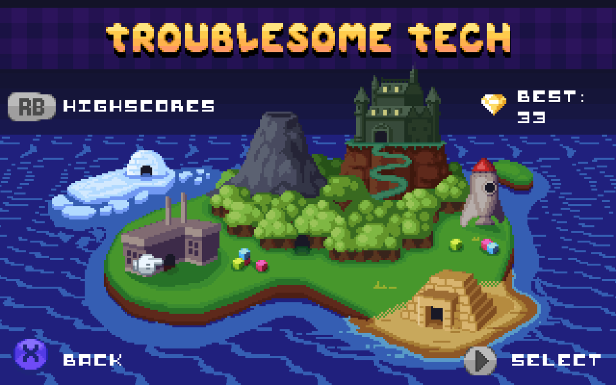 Super Puzzle Platformer Deluxe (Windows) screenshot: Level select screen