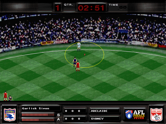 AFL Finals Fever (Windows 3.x) screenshot: The circle means the match continues soon