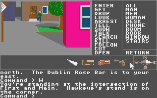 Borrowed Time (Atari ST) screenshot: Exploring the town