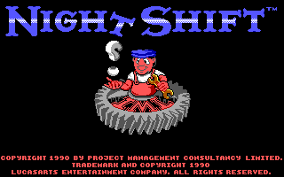 Night Shift (DOS) screenshot: Title Screen (EGA)