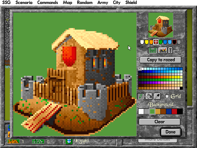 Warlords II Deluxe (DOS) screenshot: City graphics editor.