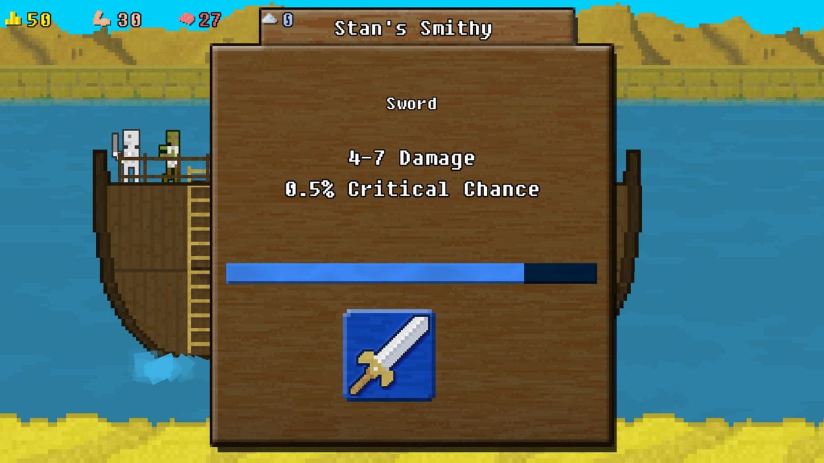 You Must Build a Boat (Windows) screenshot: Upgrading items is a pain as it involves mashing the mouse button to do so, probably something that isn't as much of a problem on mobiles phones.