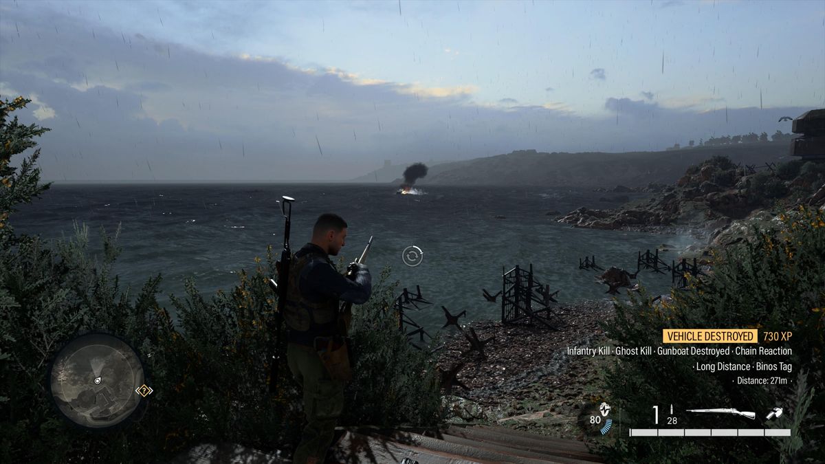 Sniper Elite 5: France (PlayStation 5) screenshot: Sinking enemy patrol boat