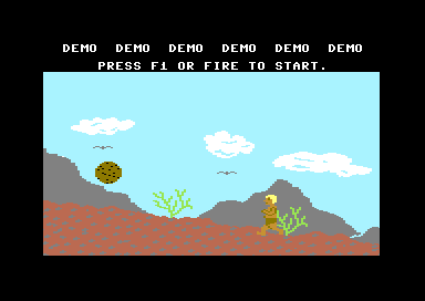 Jungle Quest (Commodore 64) screenshot: Avoid the Boulders