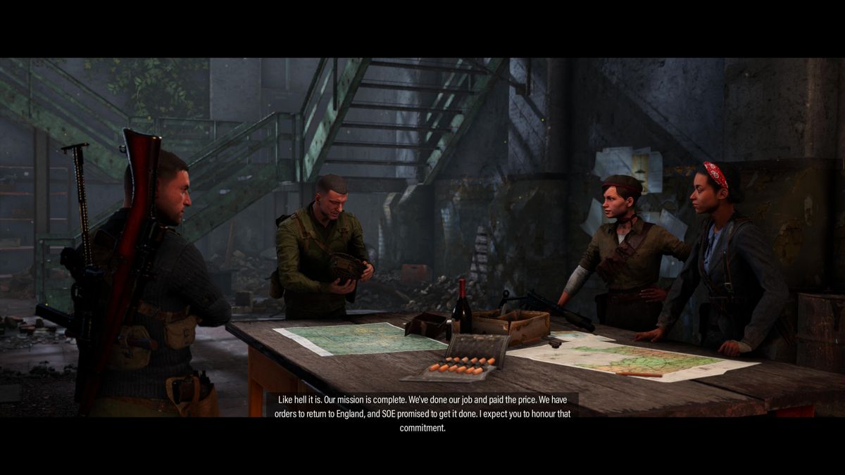 Sniper Elite 5: France (PlayStation 5) screenshot: Planning the attack with the help of French resistance