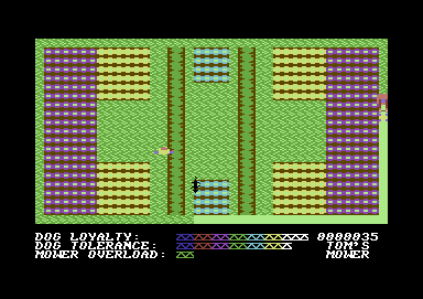 Hover Bovver (Commodore 64) screenshot: mow the lawn