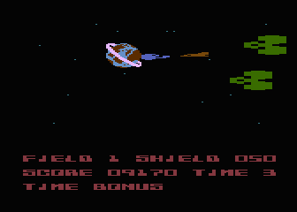 Collision Course (Atari 8-bit) screenshot: Shields being replenished.