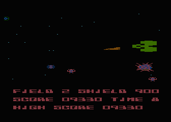 Collision Course (Atari 8-bit) screenshot: A cargo ship hits a mine!
