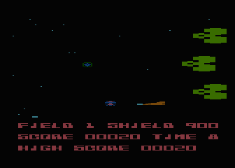 Collision Course (Atari 8-bit) screenshot: You start the game with three cargo ships.