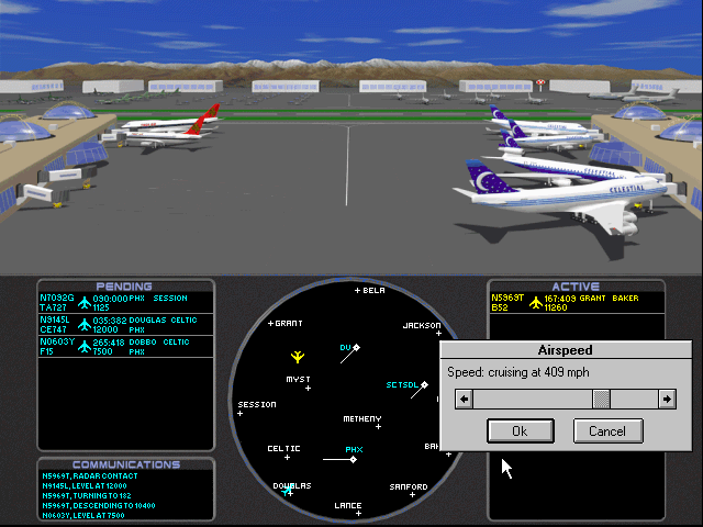Air Havoc Controller (Windows 3.x) screenshot: Setting the speed of a plane