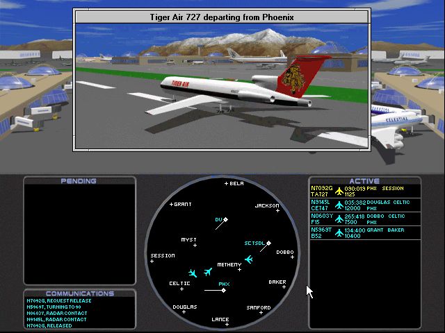 Air Havoc Controller (Windows 3.x) screenshot: Sometimes the game is paused for a short video clip