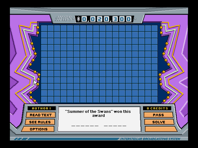 Alien Tales (Windows 3.x) screenshot: Each correct answer rewards one letter
