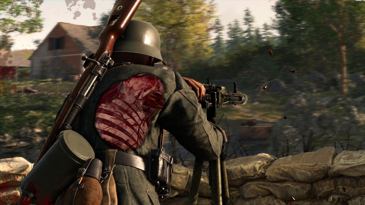 Sniper Elite 5: France (PlayStation 5) screenshot: Taking out machine-gun nest