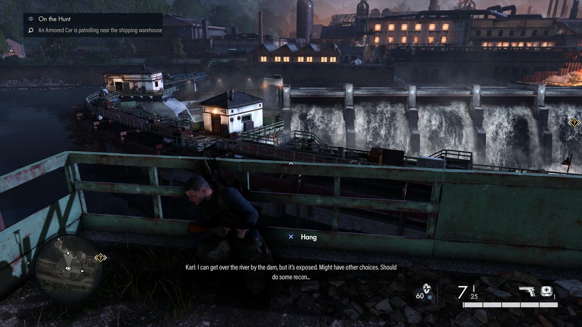 Sniper Elite 5: France (PlayStation 5) screenshot: Crossing the dam