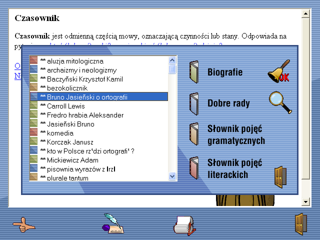 Na tropach języka polskiego (Windows) screenshot: List of words in the dictionary
