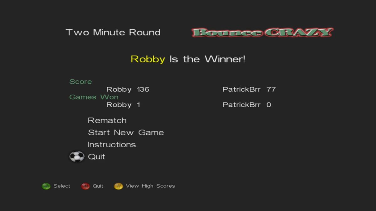 Bounce Crazy (Xbox 360) screenshot: The match is finished (trial version)