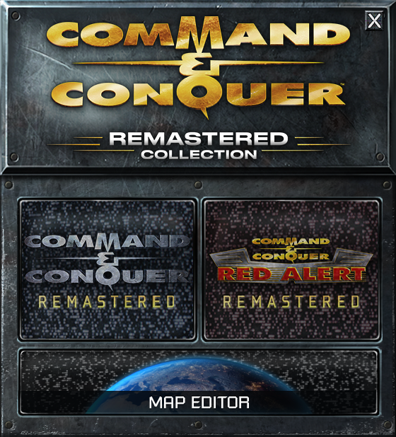 Command & Conquer: Remastered Collection (Windows) screenshot: When launching the executable, the player chooses between the original Command & Conquer, Red Alert or the map editor.