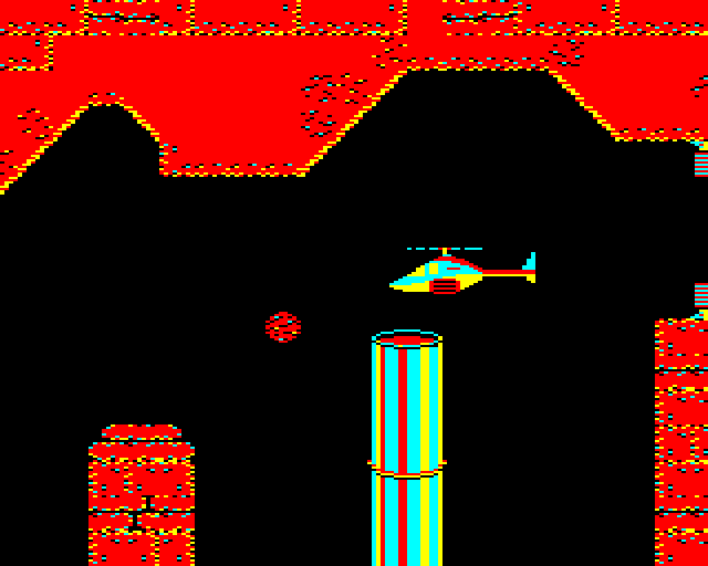 Airwolf (BBC Micro) screenshot: Opened the passage and headed to the right.