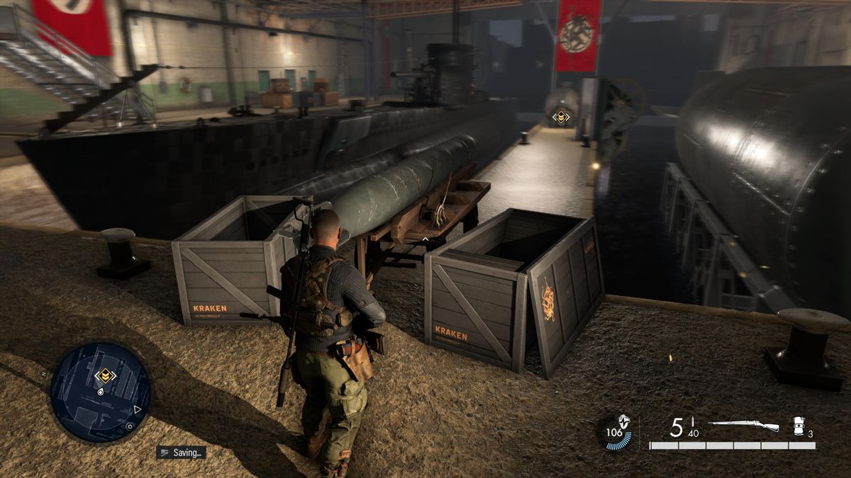 Sniper Elite 5: France (PlayStation 5) screenshot: U-boat pen