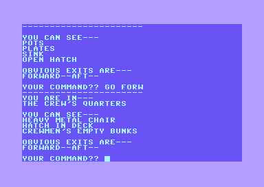 Screenshot of Nuclear Submarine Adventure (Commodore 64, 1980) - MobyGames