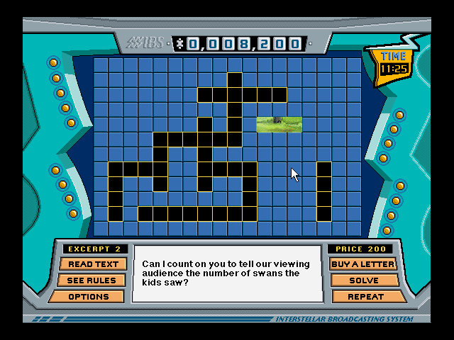 Alien Tales (Windows 3.x) screenshot: During the second round, the player fills out a crossword puzzle