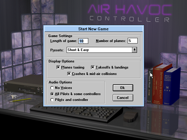 Air Havoc Controller (Windows 3.x) screenshot: Setting up a new game