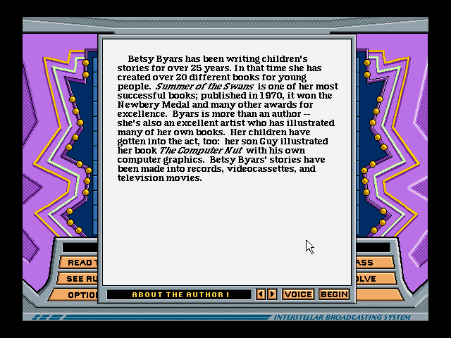 Alien Tales (Windows 3.x) screenshot: The third round is all about the book author