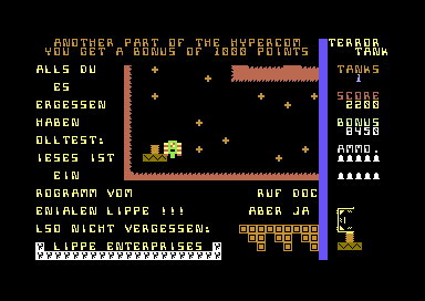 Terror Tank (Commodore 64) screenshot: I Find a Piece in a Maze