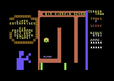 Terror Tank (Commodore 64) screenshot: A Teleport Square