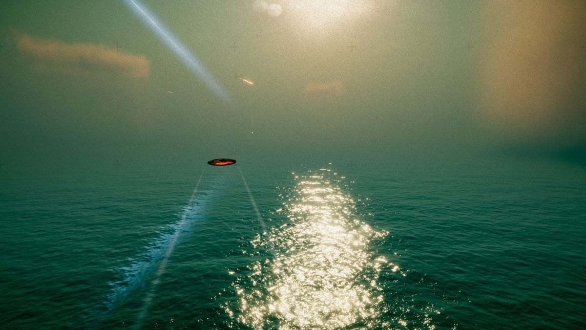 Exo One (Windows) screenshot: On Nautica you can seamlessly slip from underwater to high into the air.