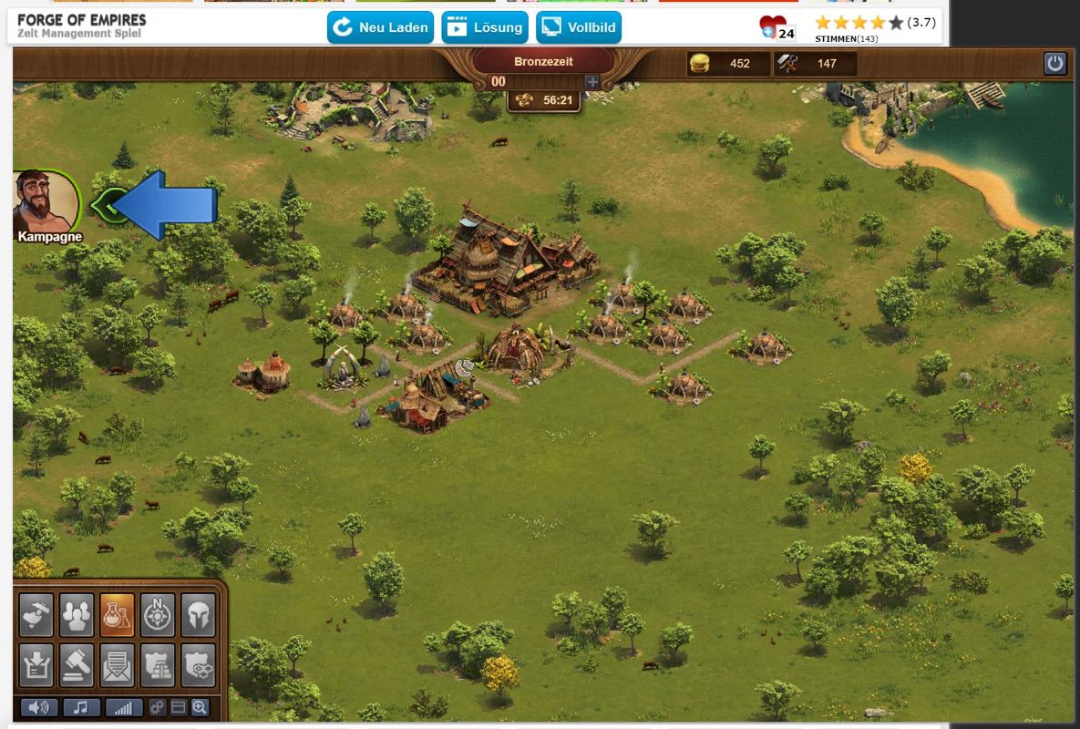 Forge of Empires (Browser) screenshot: German Browser Screenshot during early game