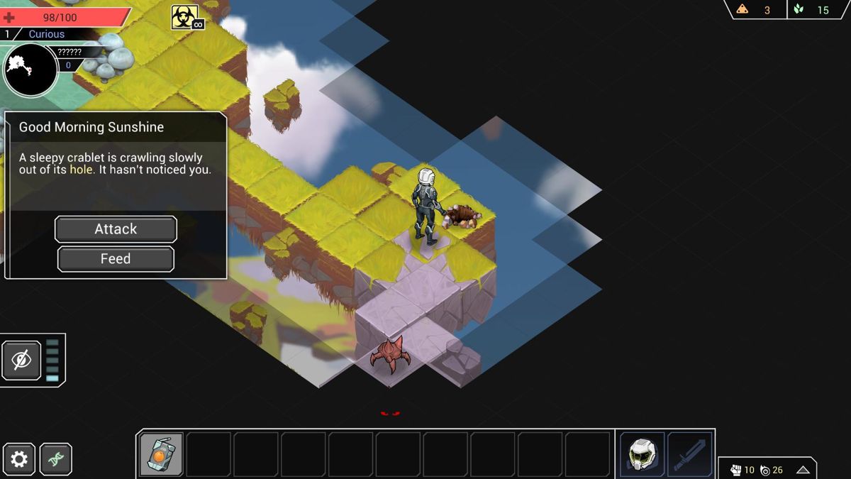 Shattered Planet (Windows) screenshot: Should I kill it or feed it?