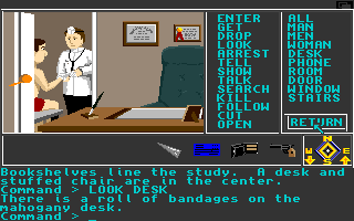 Borrowed Time (Amiga) screenshot: Hmm, bandages. Could be useful?