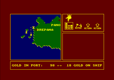 Legions of Death (Amstrad CPC) screenshot: Transferring gold tribute from another city.