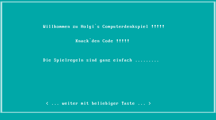 Knack' den Code (DOS) screenshot: Title screen