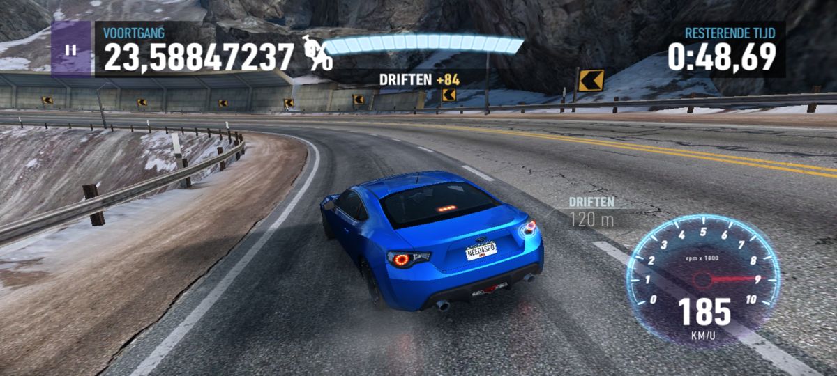 Need for Speed: No Limits (Android) screenshot: Drifting. (2023 Dutch version)