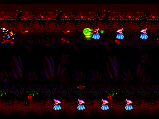Fatal Smarties (Genesis) screenshot: A small wave of enemies