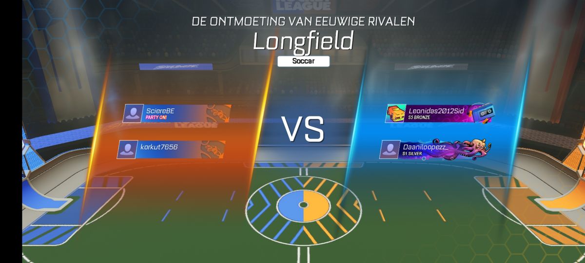 Rocket League: Sideswipe (Android) screenshot: Starting an online match. (Dutch version)