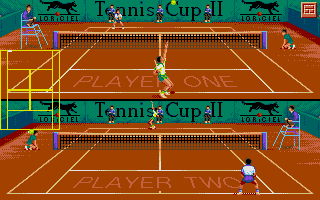 Tennis Cup 2 (DOS) screenshot: Serving.