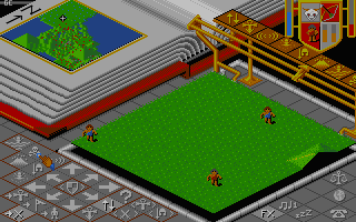 Populous (DOS) screenshot: When you have enough power, declare an endgame with the Armageddon option