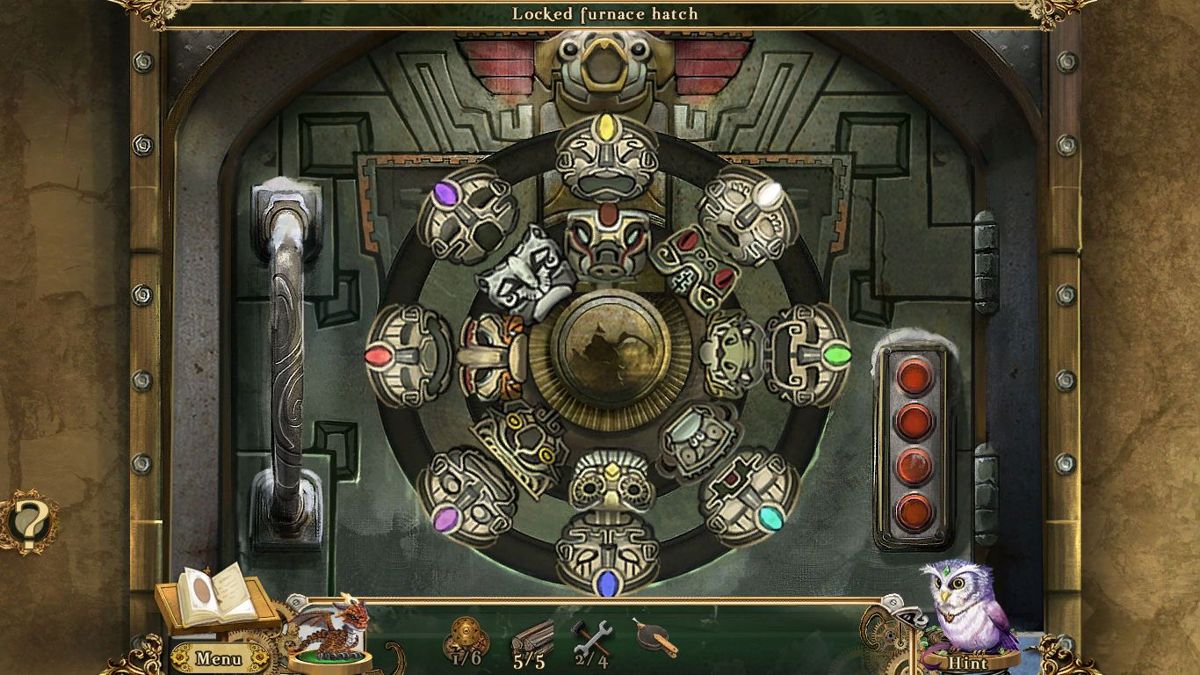 Awakening: The Goblin Kingdom (Windows) screenshot: This is a really ornate, over=the-top lock for a furnace hatch<br><br>Big Fish Games Trial version