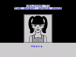 The Great Space Race (ZX Spectrum) screenshot: Meena, one of the racers.