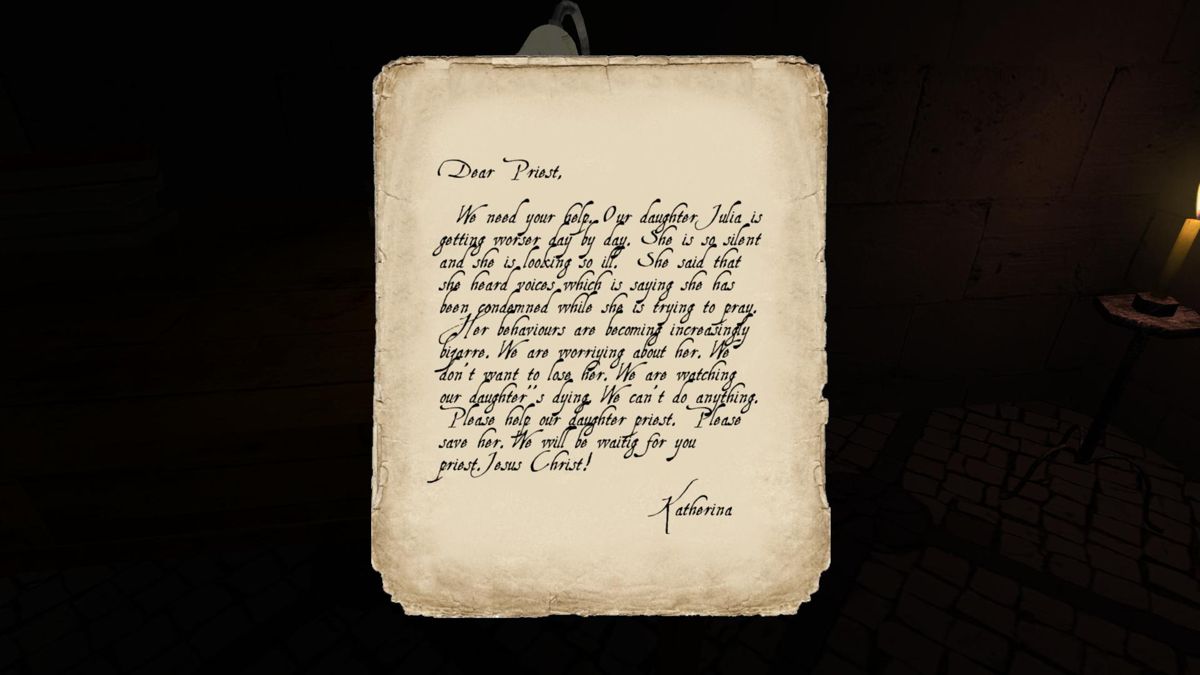 The Silent Dark (Windows) screenshot: An ominous letter