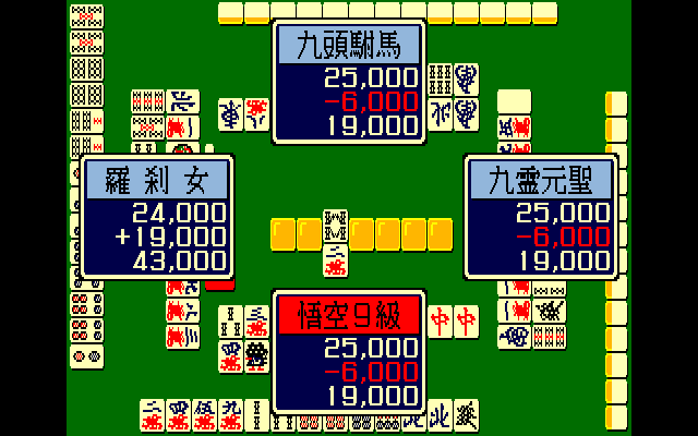 Professional Mahjong Gokū (PC-88) screenshot: Results