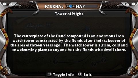 Untold Legends: The Warrior's Code (PSP) screenshot: Description of one of the levels